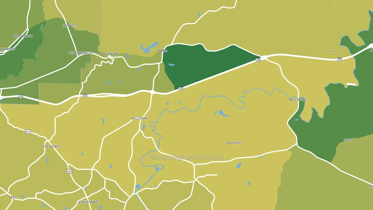 Heflin, AL block-group voter-turnout map