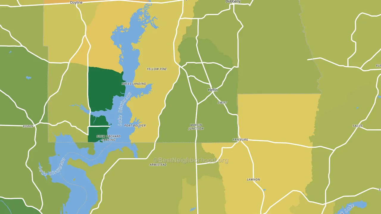 Heflin, LA block-group voter-turnout map