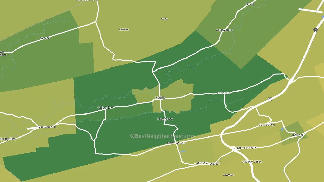 Hegins, PA block-group voter-turnout map