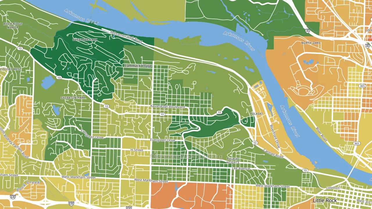 Heights, Little Rock, AR block-group voter-turnout map