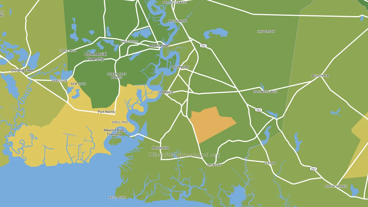 Heislerville, NJ block-group voter-turnout map