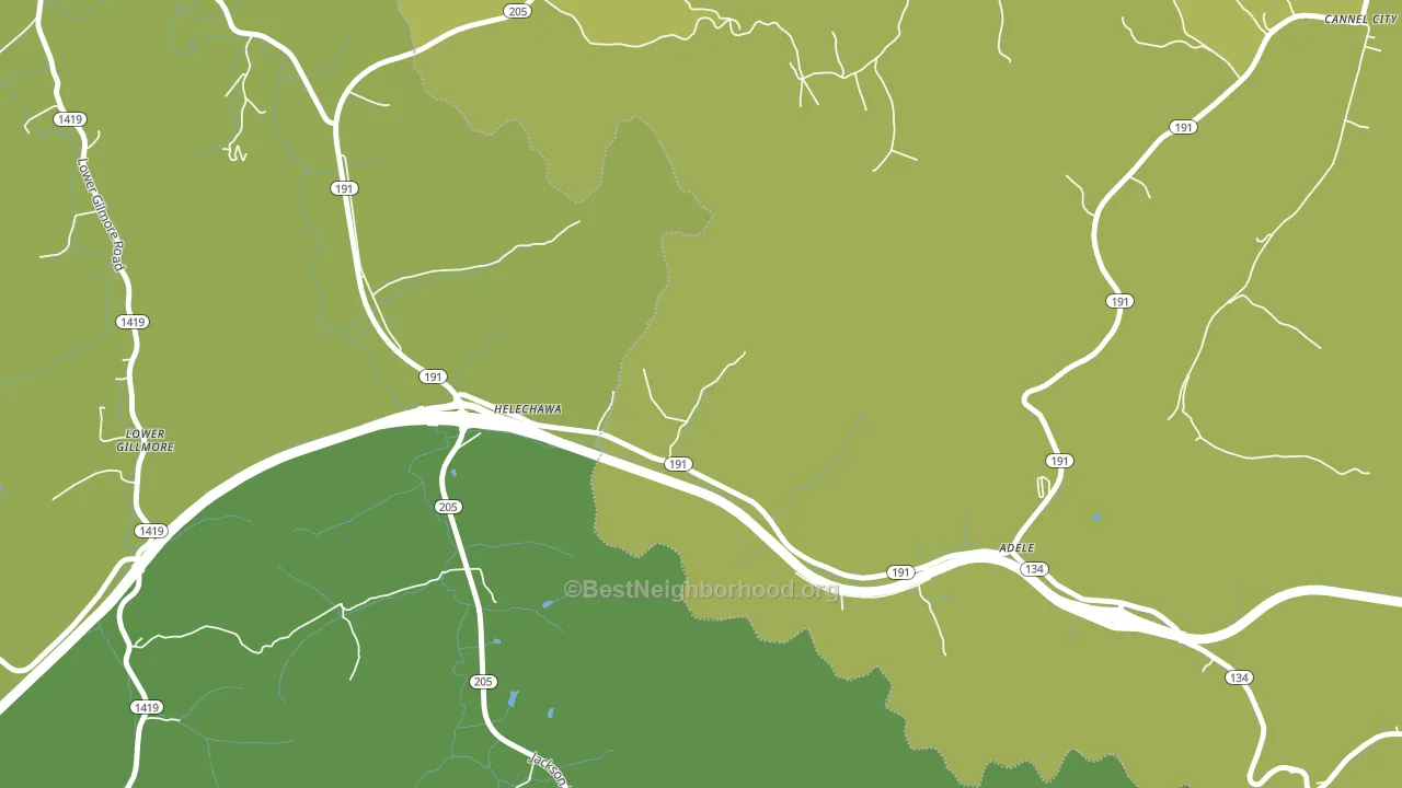 Helechawa, KY block-group voter-turnout map