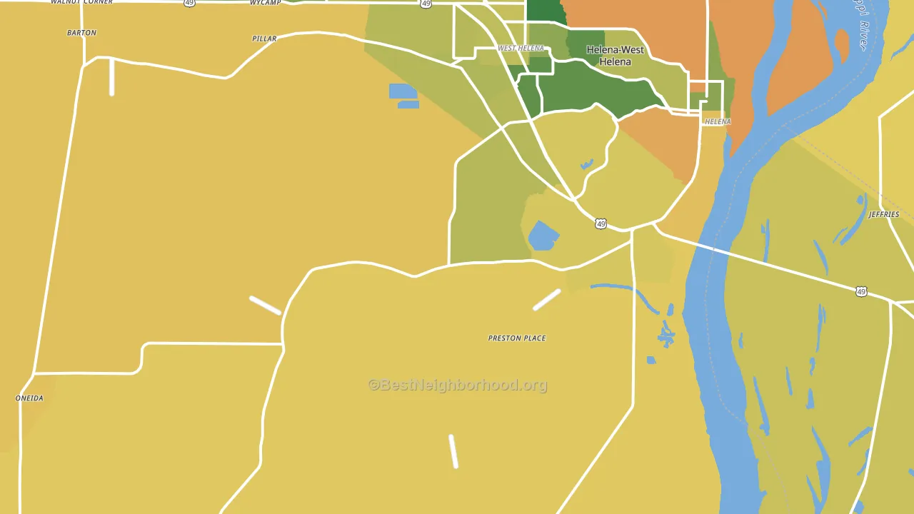 Helena, AR block-group voter-turnout map
