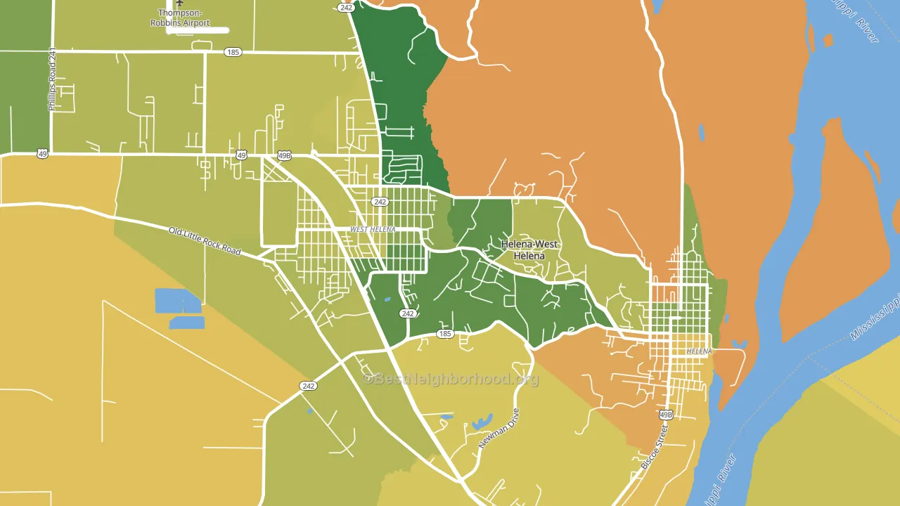 Helena-West Helena, AR block-group voter-turnout map