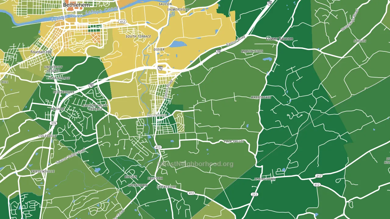 Hellertown, PA block-group voter-turnout map