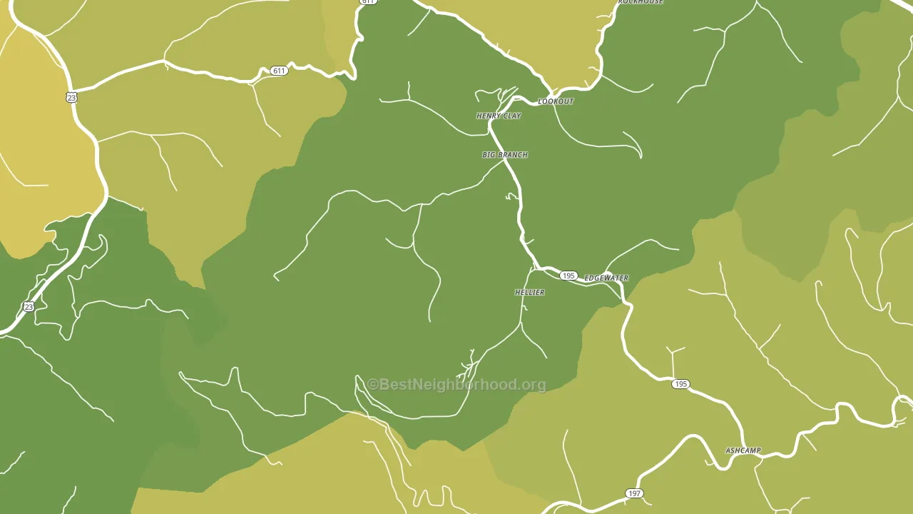 Hellier, KY block-group voter-turnout map