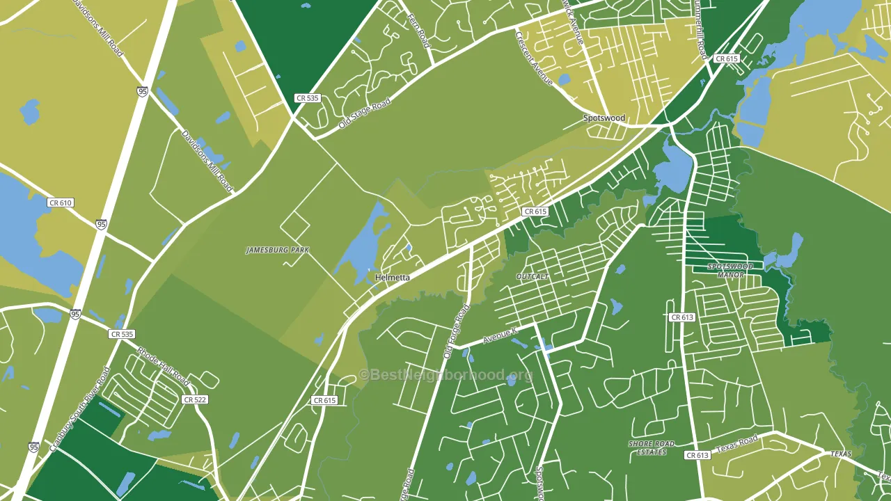 Helmetta, NJ block-group voter-turnout map