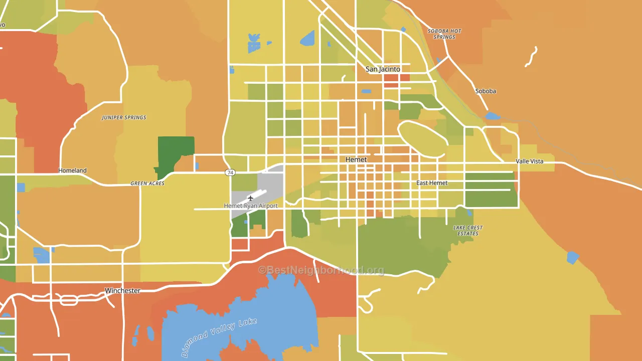 Hemet, CA block-group voter-turnout map