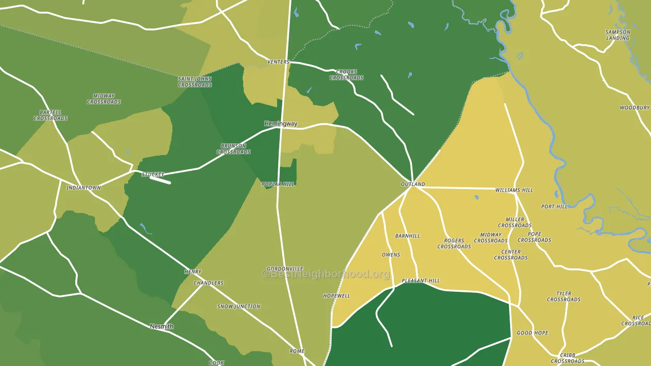 Hemingway, SC block-group voter-turnout map