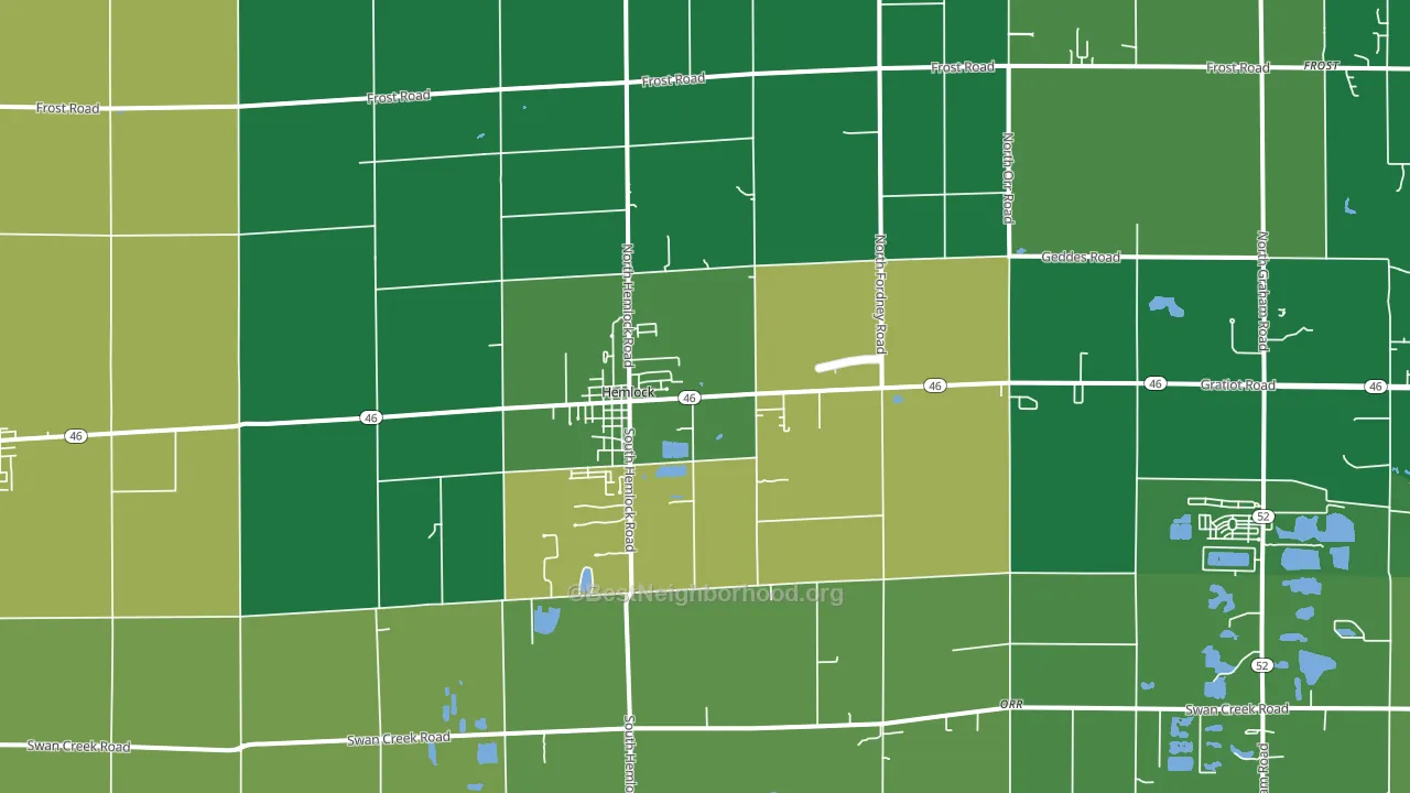 Hemlock, MI block-group voter-turnout map