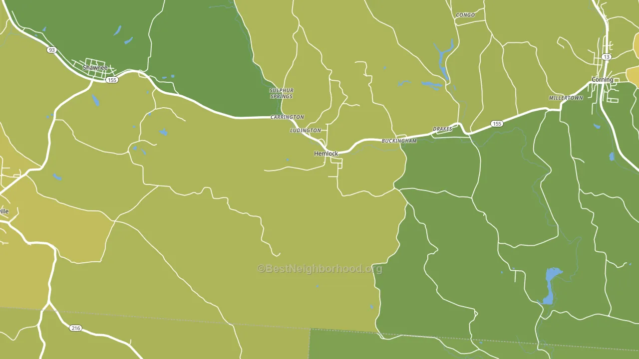 Hemlock, OH block-group voter-turnout map