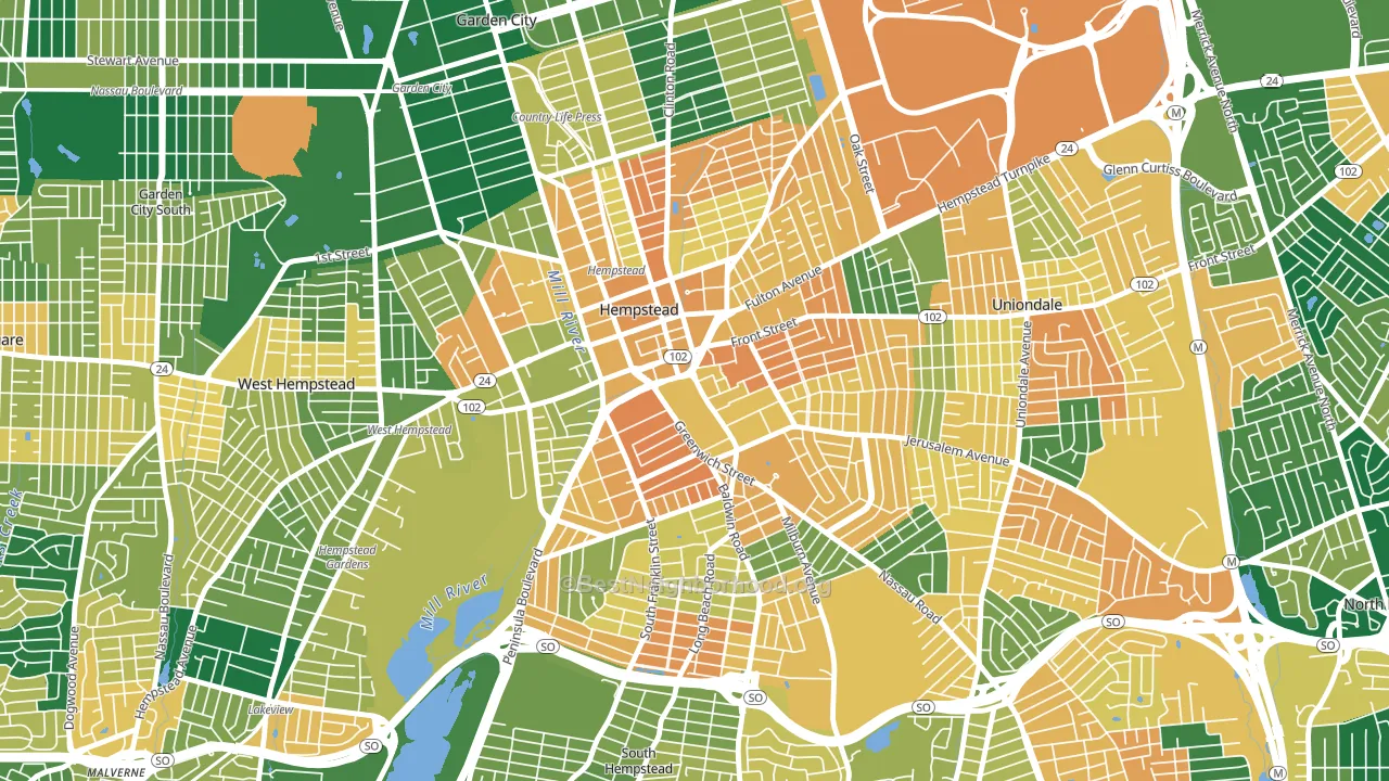 Hempstead, NY block-group voter-turnout map