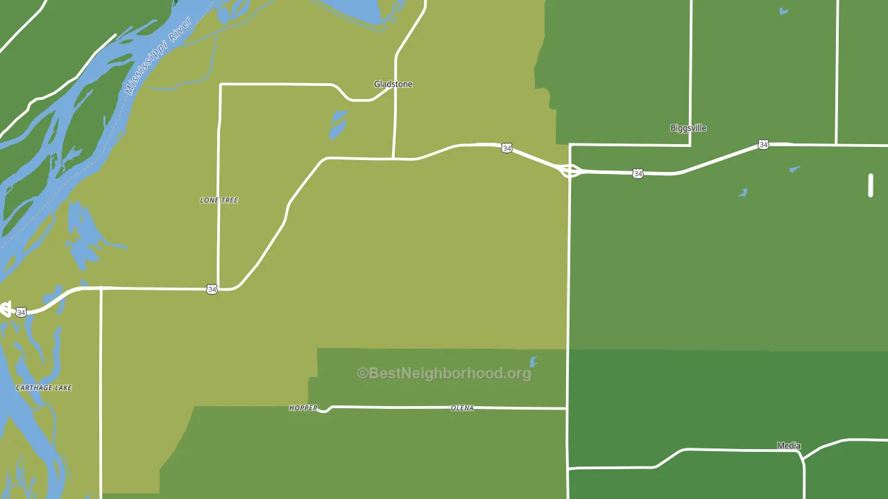 Henderson County, IL block-group voter-turnout map