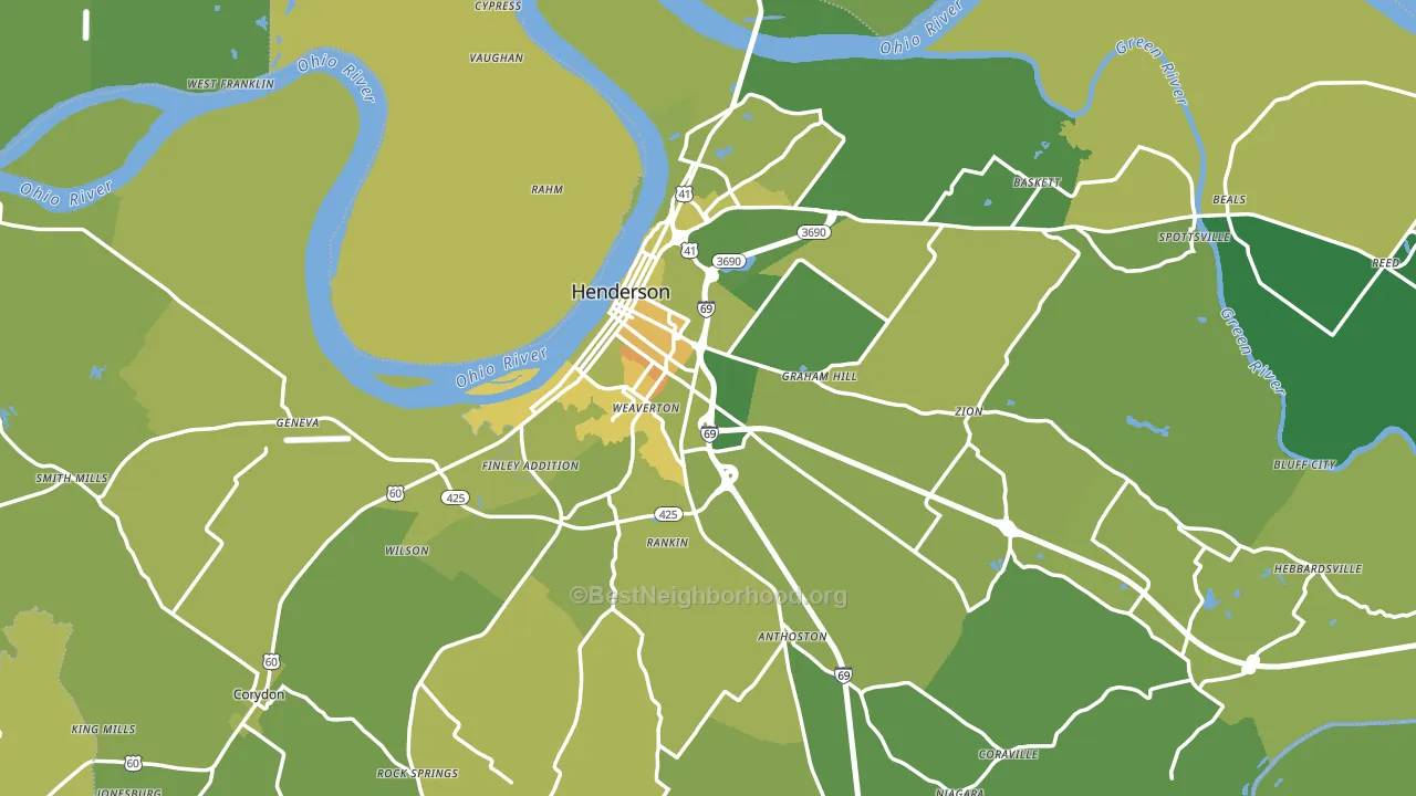 Henderson County, KY block-group voter-turnout map