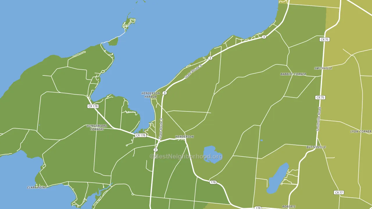 Henderson Harbor, NY block-group voter-turnout map