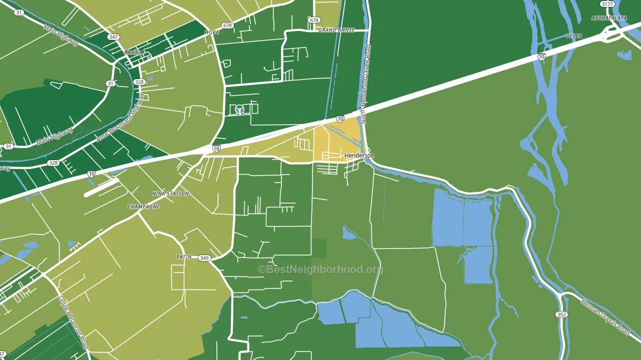 Henderson, LA block-group voter-turnout map