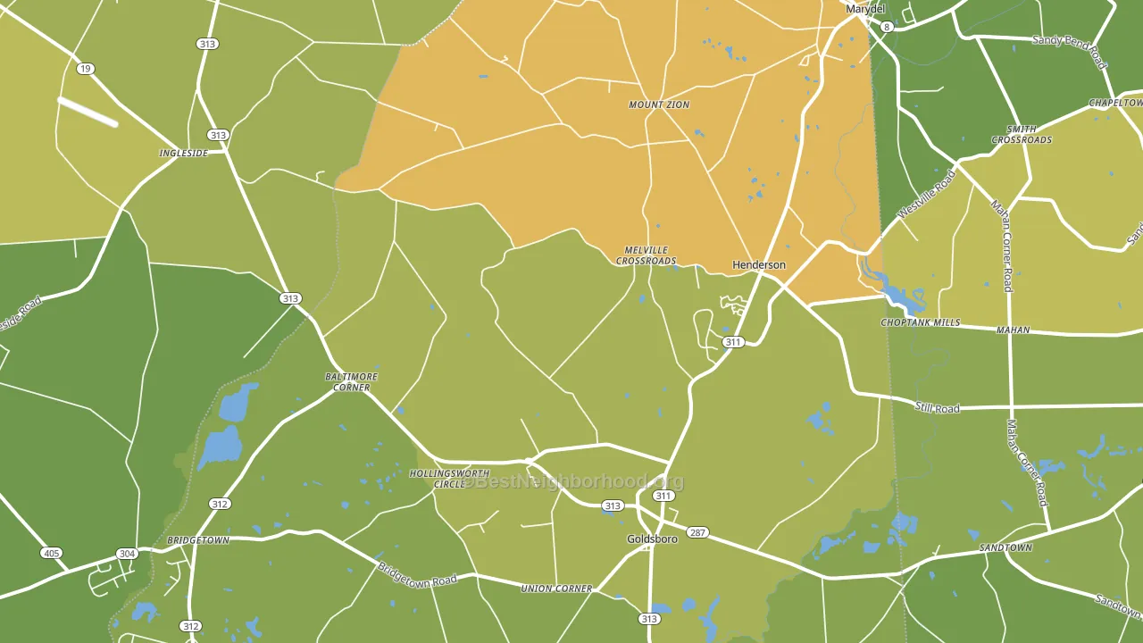 Henderson, MD block-group voter-turnout map