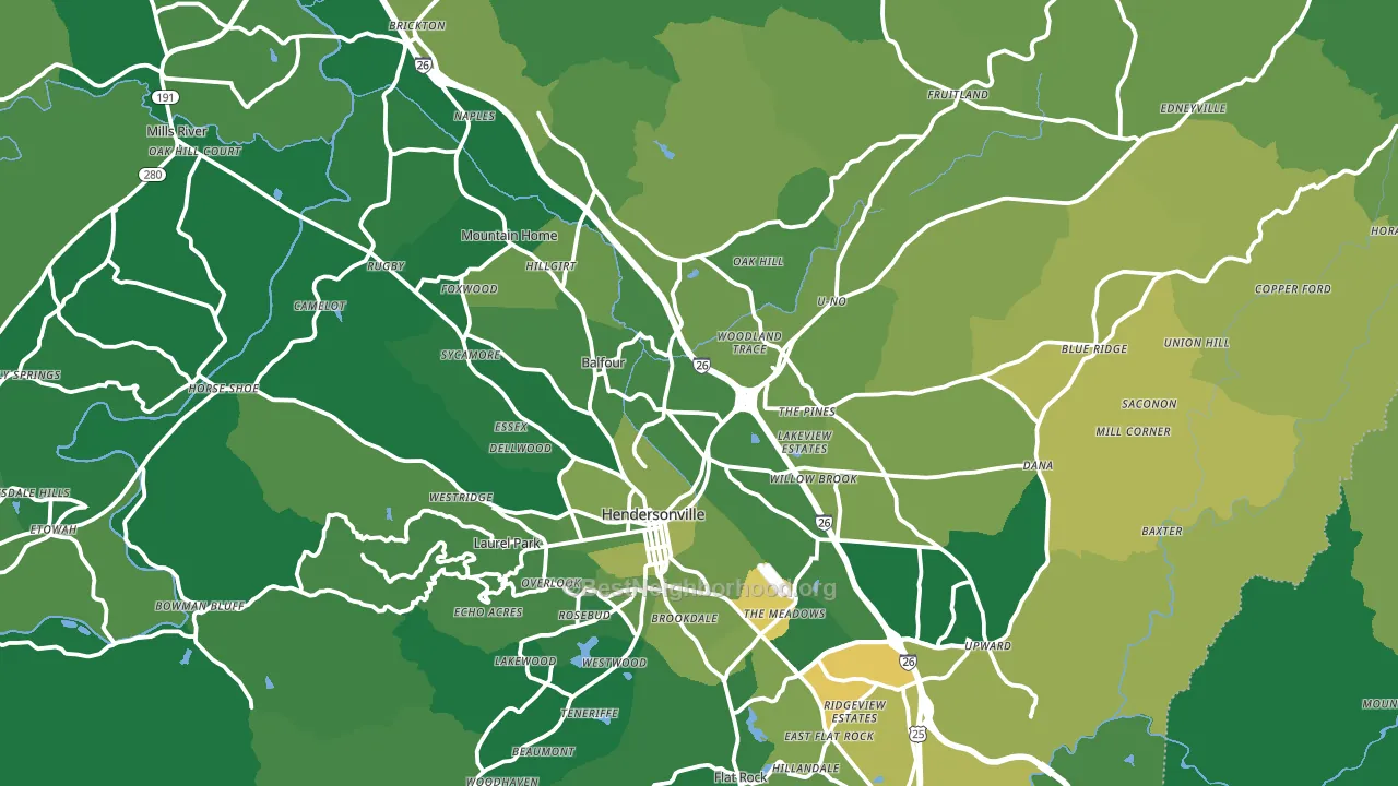 Hendersonville, NC block-group voter-turnout map