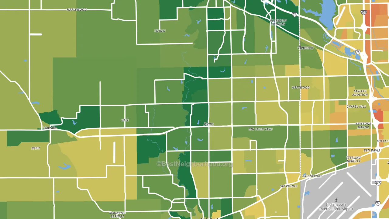 Hendricks County, IN block-group voter-turnout map
