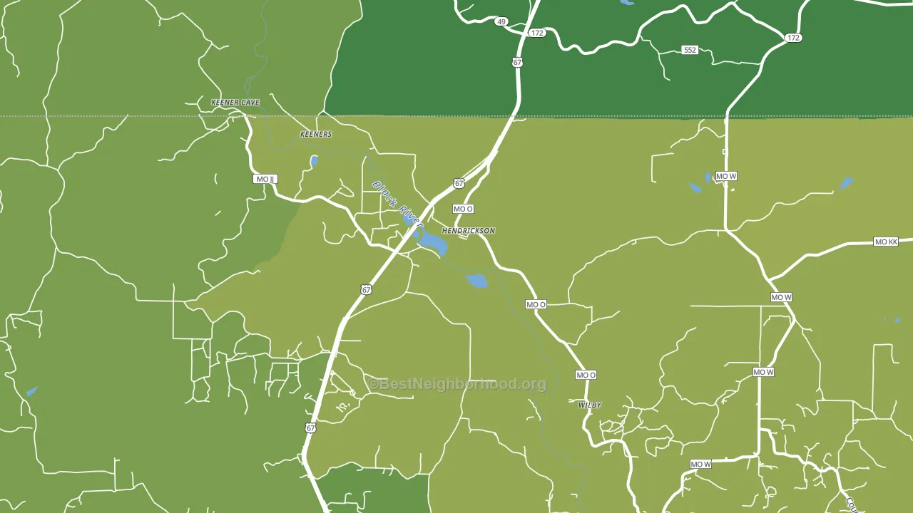 Hendrickson, MO block-group voter-turnout map