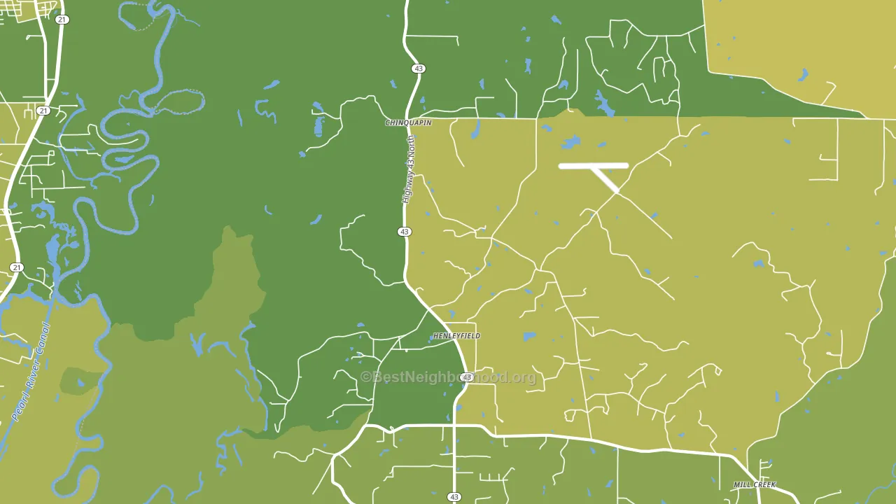 Henleyfield, MS block-group voter-turnout map