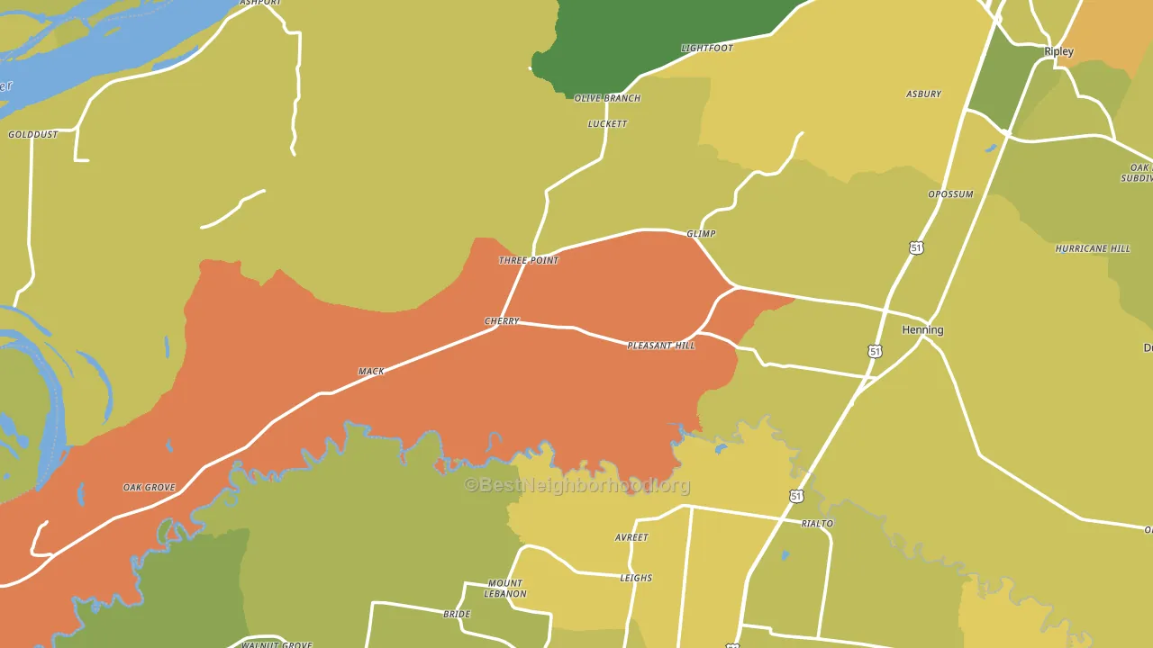 Henning, TN block-group voter-turnout map