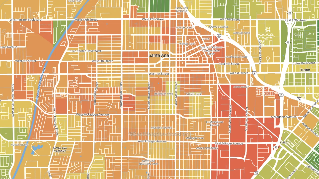 Henninger Park, Santa Ana, CA block-group voter-turnout map