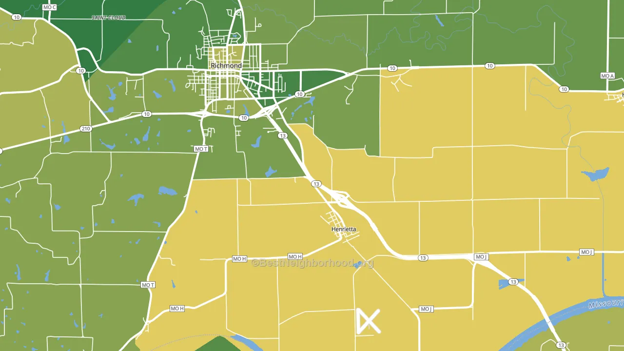 Henrietta, MO block-group voter-turnout map