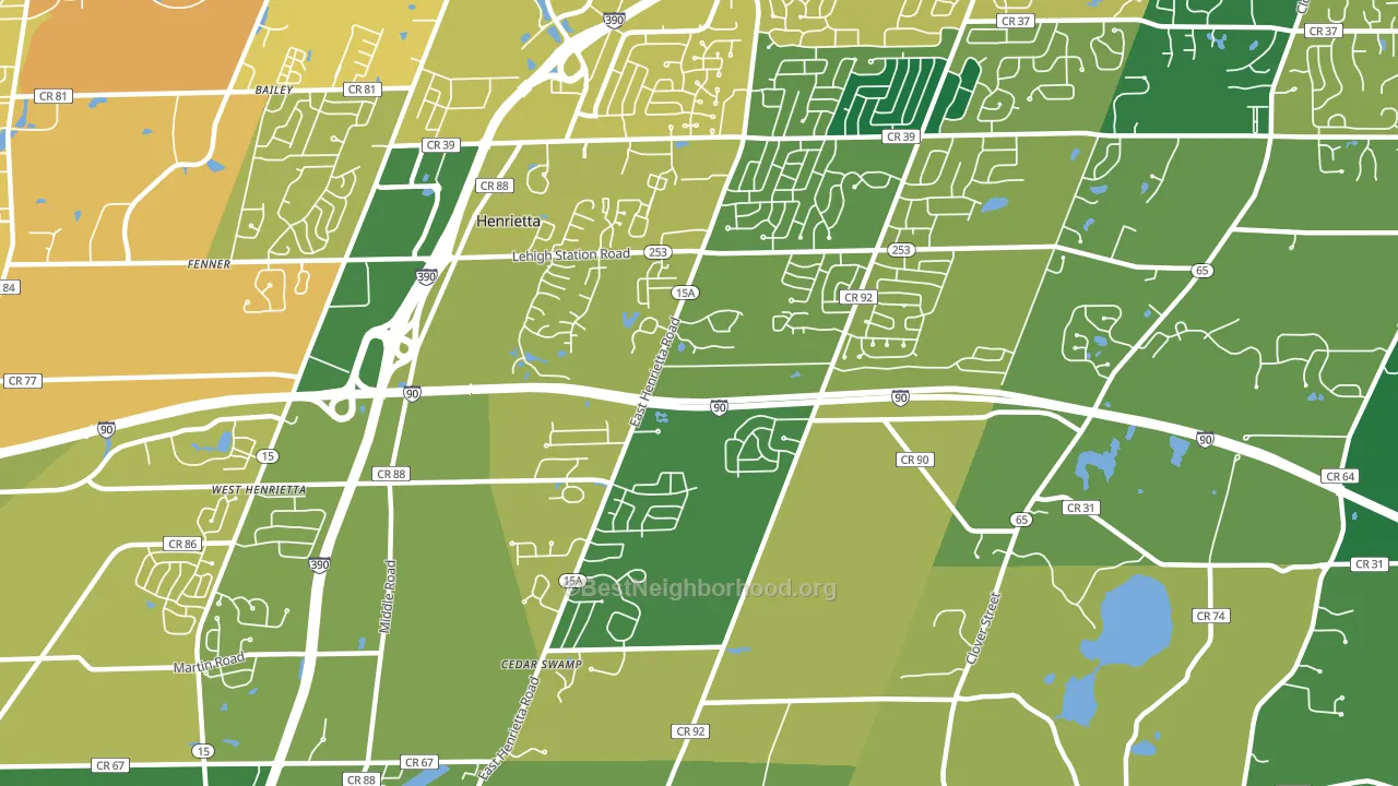 Henrietta, NY block-group voter-turnout map