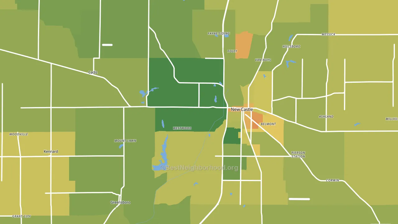 Henry County, IN block-group voter-turnout map