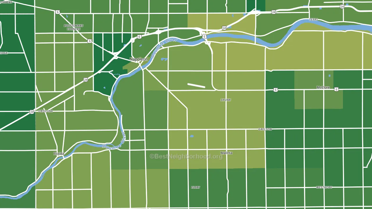 Henry County, OH block-group voter-turnout map
