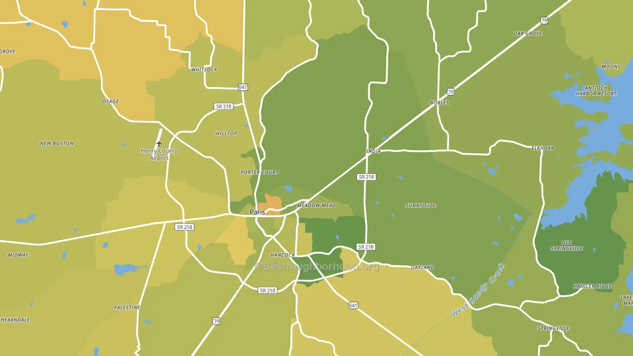 Henry County, TN block-group voter-turnout map