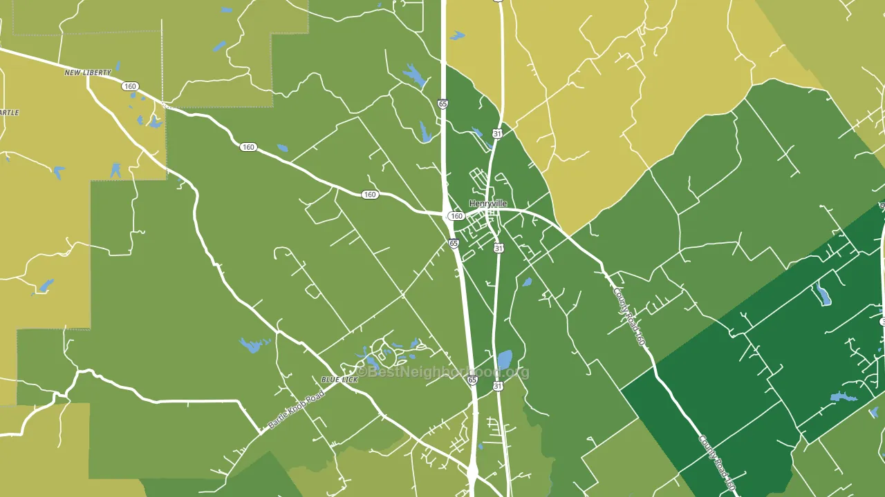 Henryville, IN block-group voter-turnout map