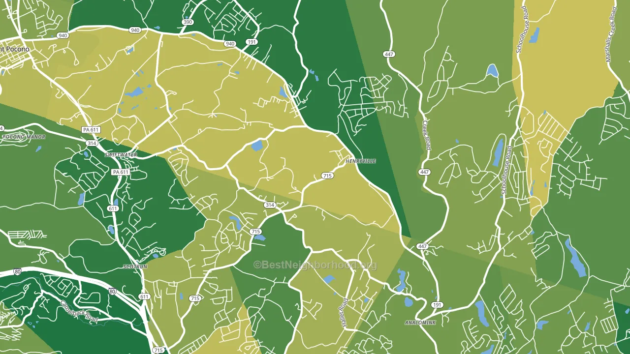 Henryville, PA block-group voter-turnout map