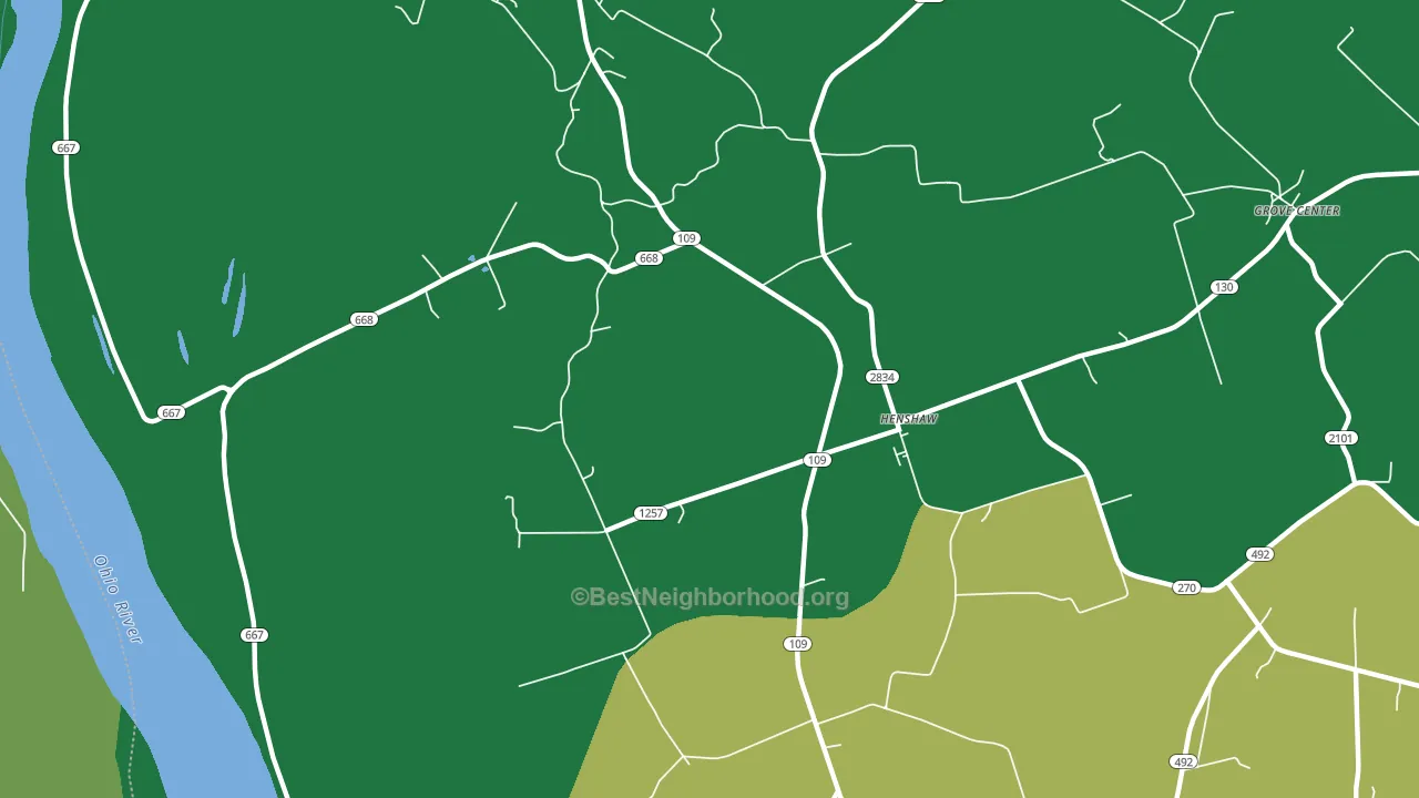 Henshaw, KY block-group voter-turnout map