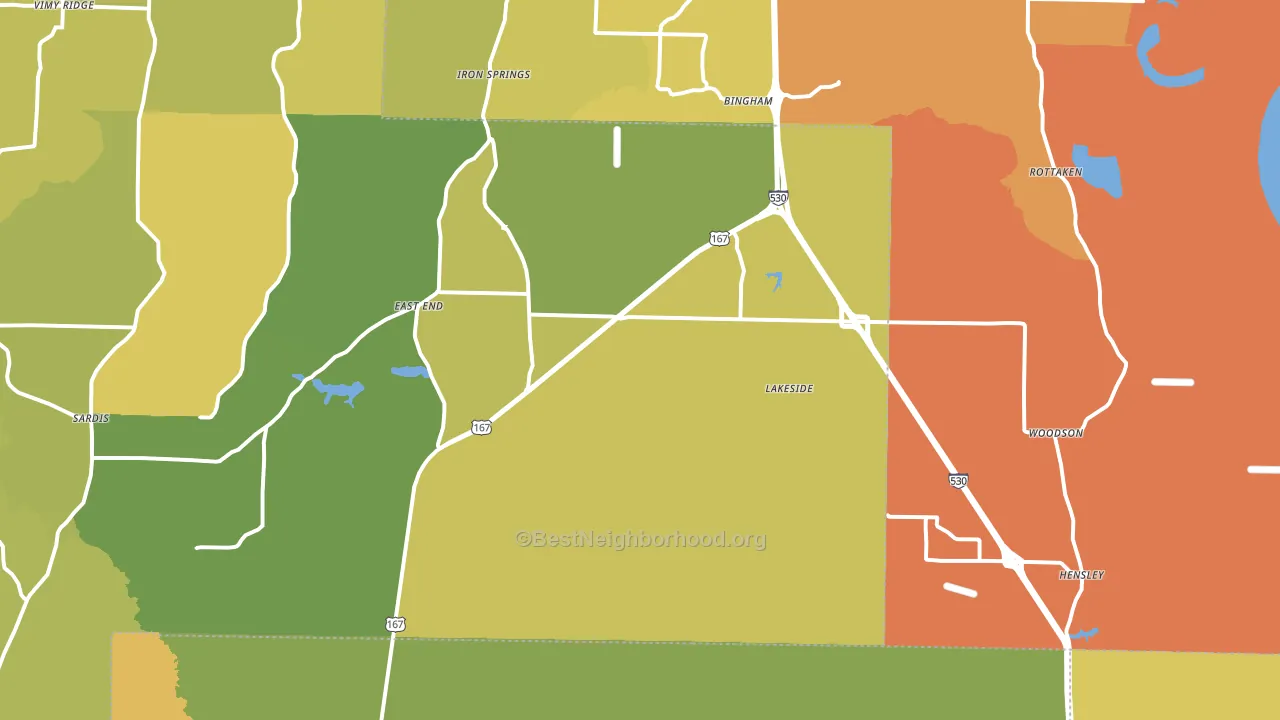 Hensley, AR block-group voter-turnout map