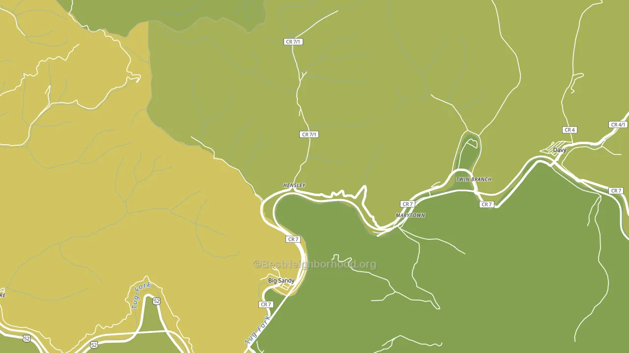 Hensley, WV block-group voter-turnout map
