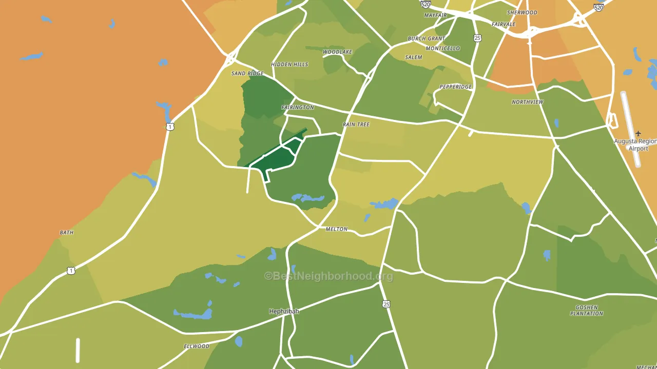 Hephzibah, GA block-group voter-turnout map