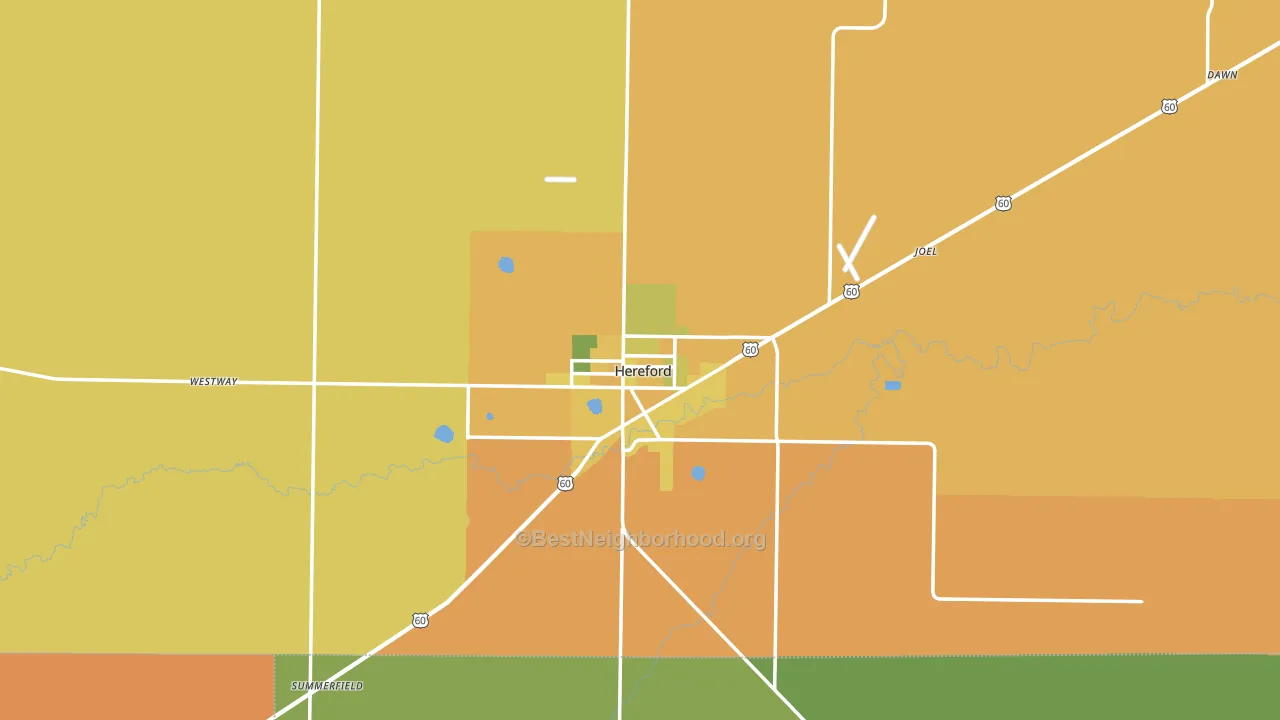 Hereford, TX block-group voter-turnout map