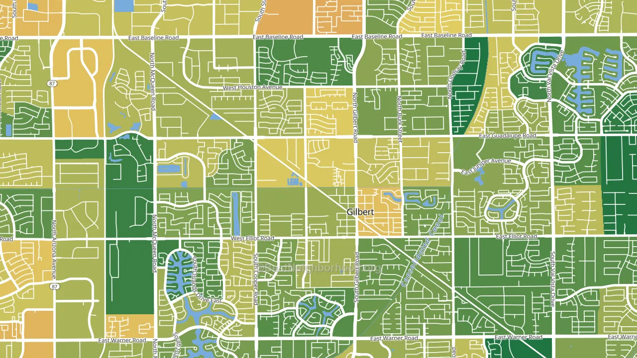 Heritage District, Gilbert, AZ block-group voter-turnout map