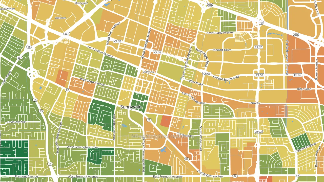 Heritage District, Sunnyvale, CA block-group voter-turnout map