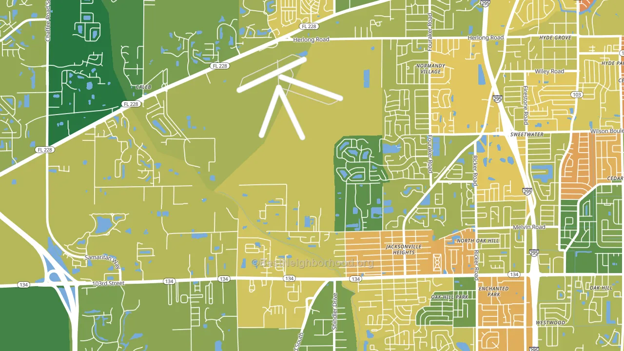 Herlong, Jacksonville, FL block-group voter-turnout map