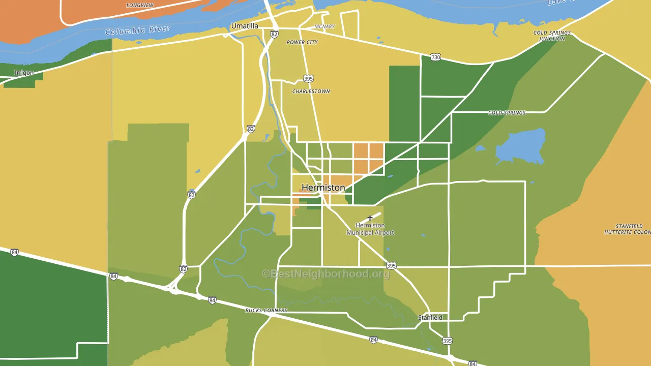 Hermiston, OR block-group voter-turnout map