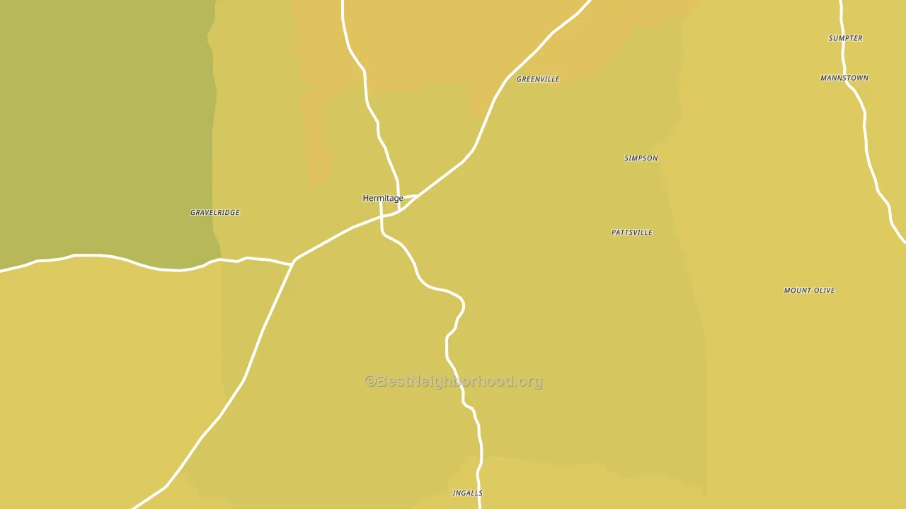 Hermitage, AR block-group voter-turnout map