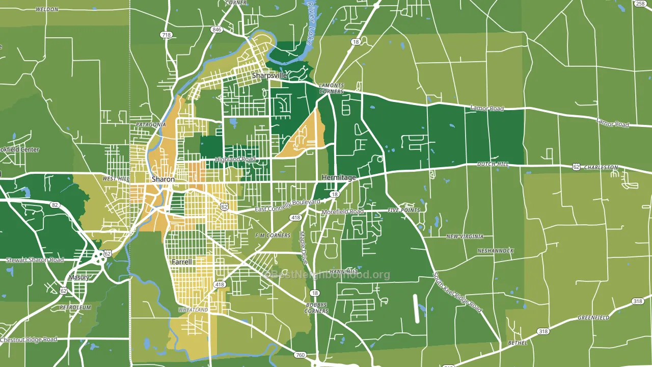Hermitage, PA block-group voter-turnout map