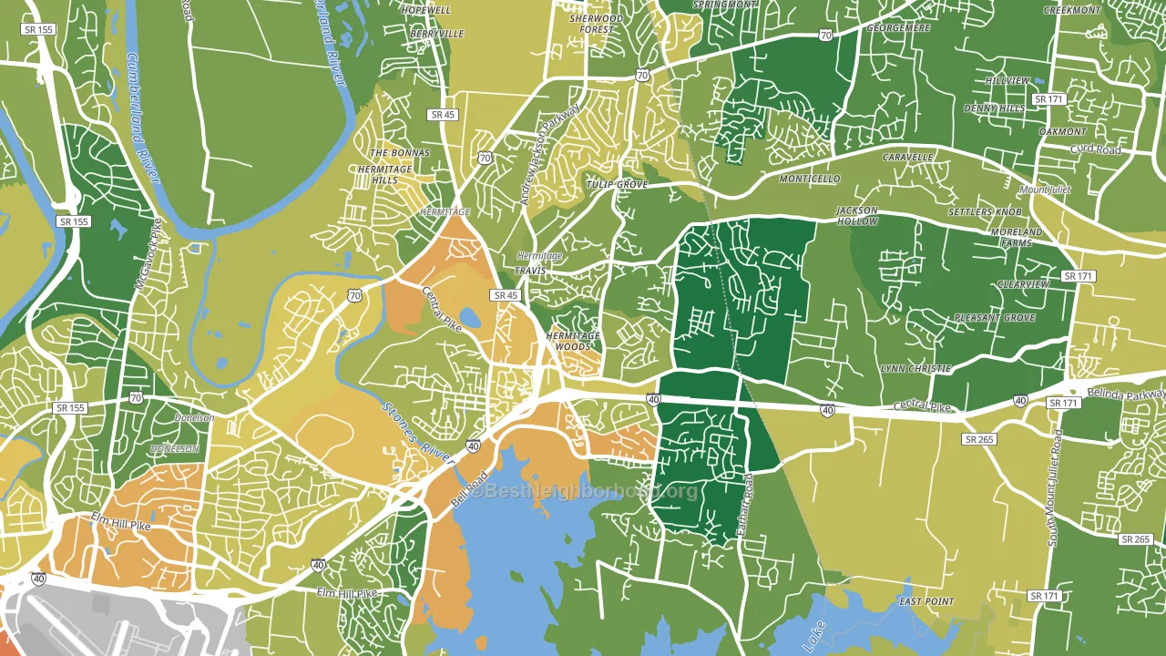 Hermitage, TN block-group voter-turnout map