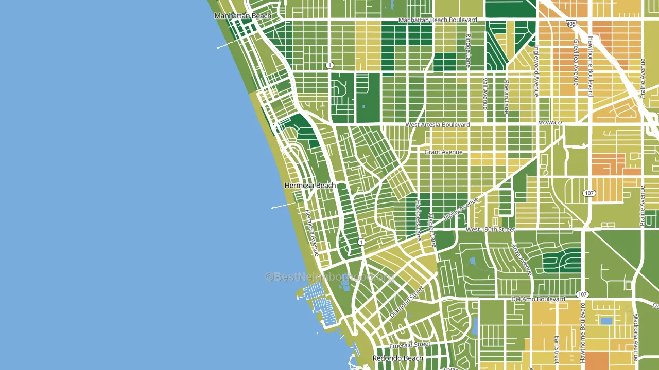Hermosa Beach, CA block-group voter-turnout map