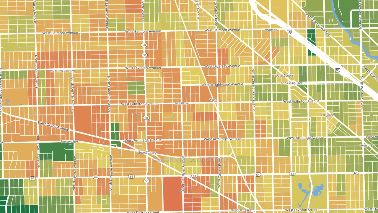 Hermosa, Chicago, IL block-group voter-turnout map