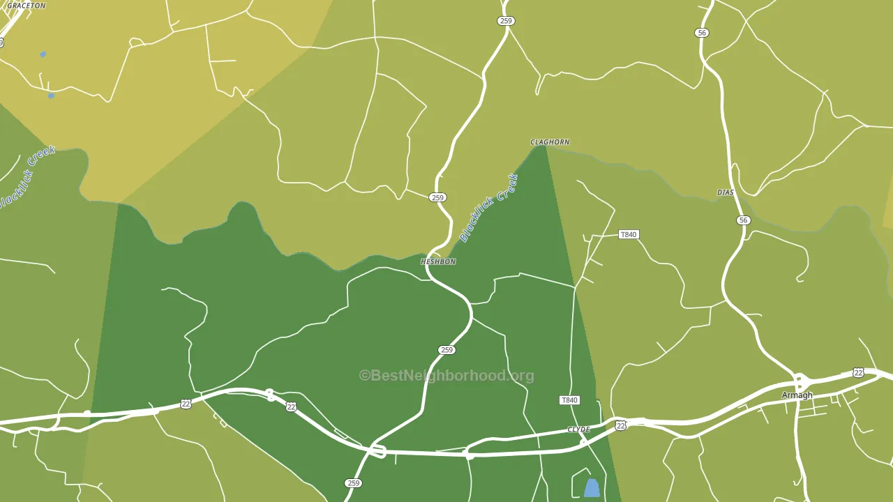 Heshbon, PA block-group voter-turnout map