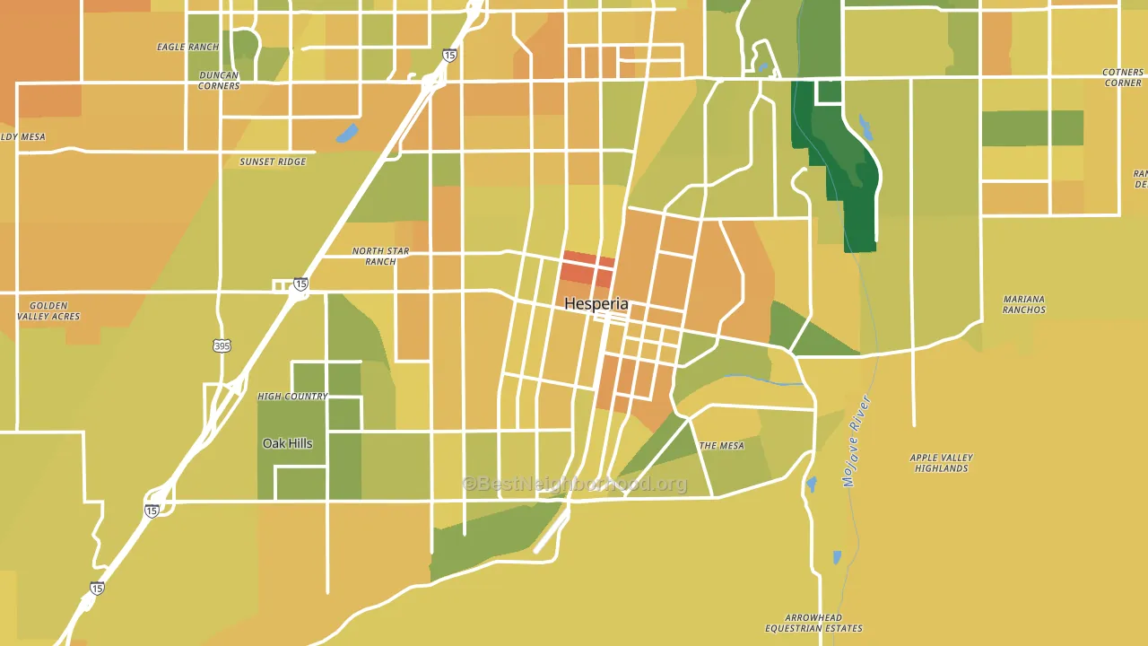 Hesperia, CA block-group voter-turnout map